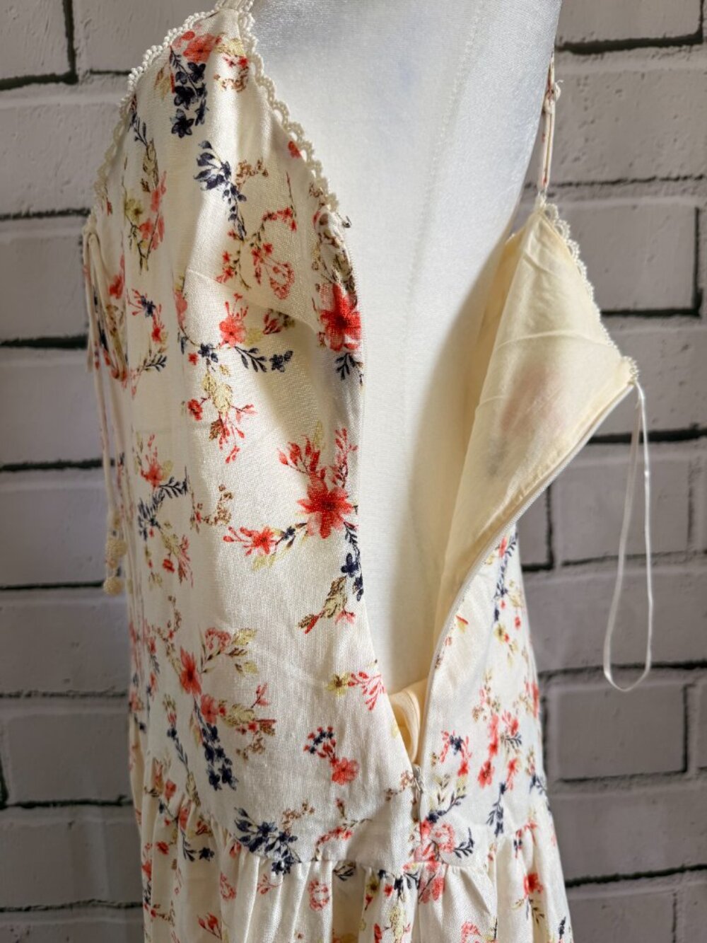 NWT Caroline Constas Floral Linen Blend Maxi Dress M - Picture 6 of 14